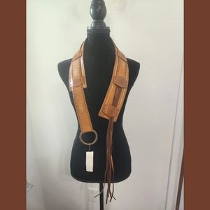 Saks Fifth Avenue New Wide Embossed Leather Belt Medium